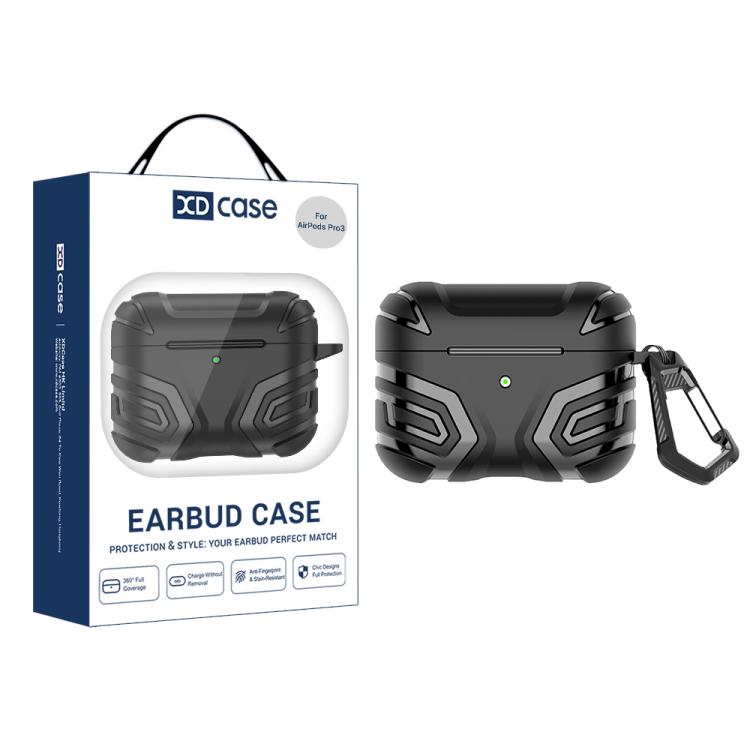 For AirPods Pro 3 XDcase Dark Pattern TPU Earphone Cover with Carabiner(Black)