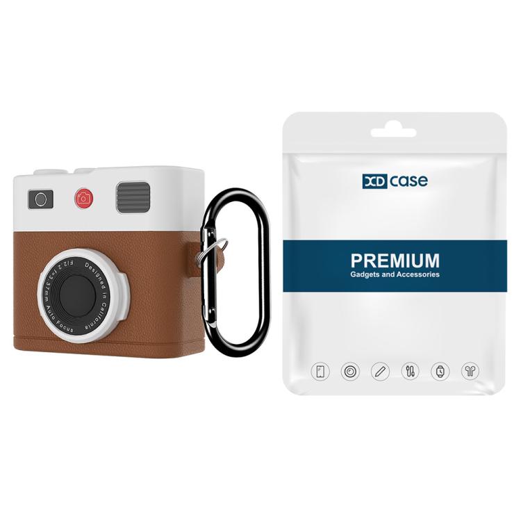 For AirPods Pro 3 XDcase Retro Camera Style Silicone Earbuds Case(Brown)