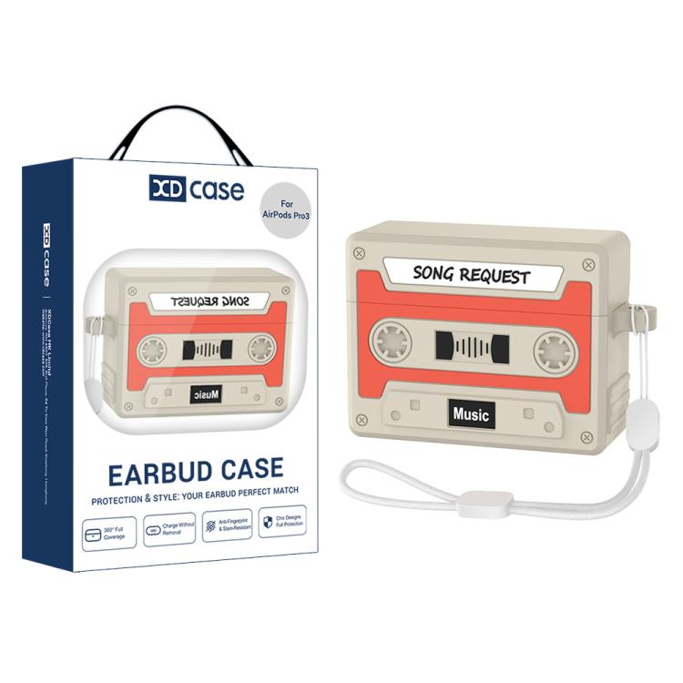 For AirPods Pro 3 XDcase Retro Cassette Style Silicone Earbuds Case(Orange)