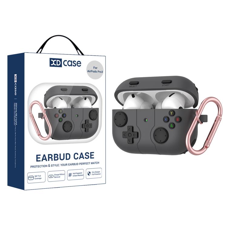 For AirPods Pro 3 XDcase Retro Game Console Style Silicone Earbuds Case(Black)