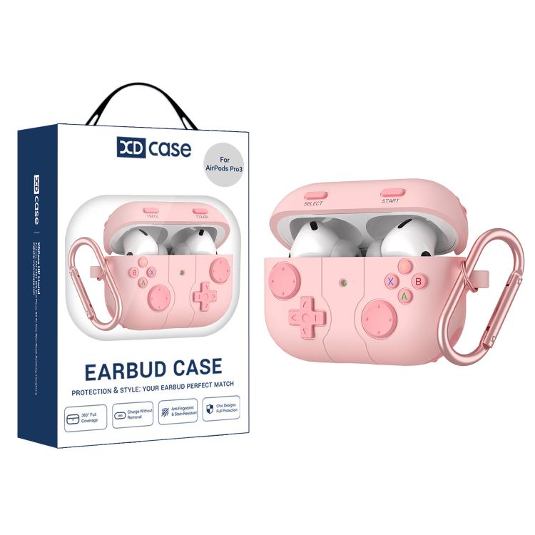 For AirPods Pro 3 XDcase Retro Game Console Style Silicone Earbuds Case(Pink)