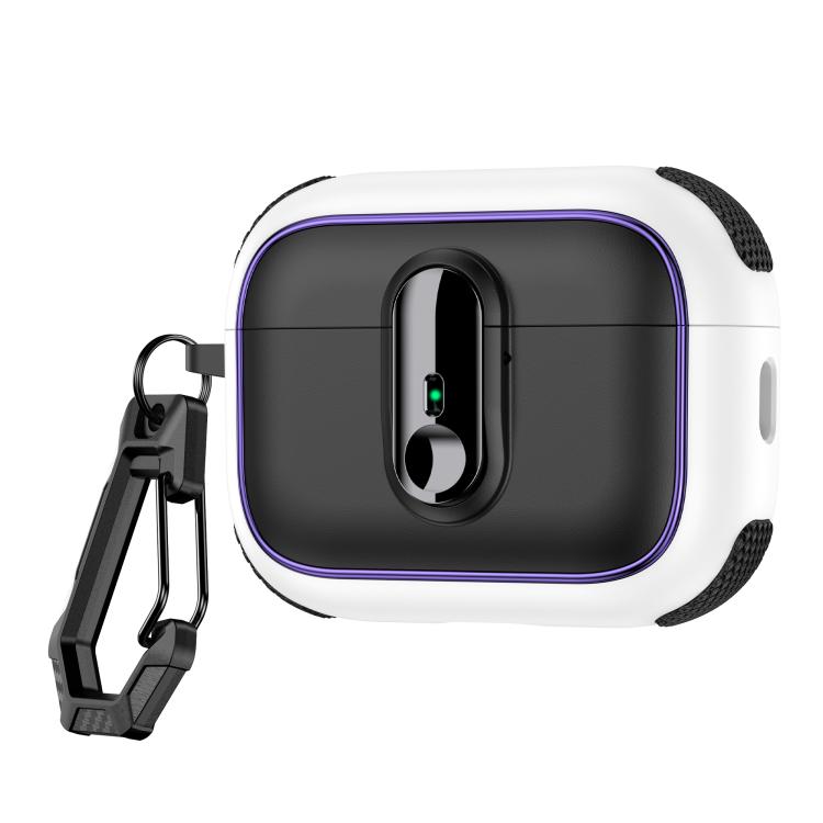 For AirPods Pro Armor Magnetic Wireless Earphones Case with Security Lock(Black White)