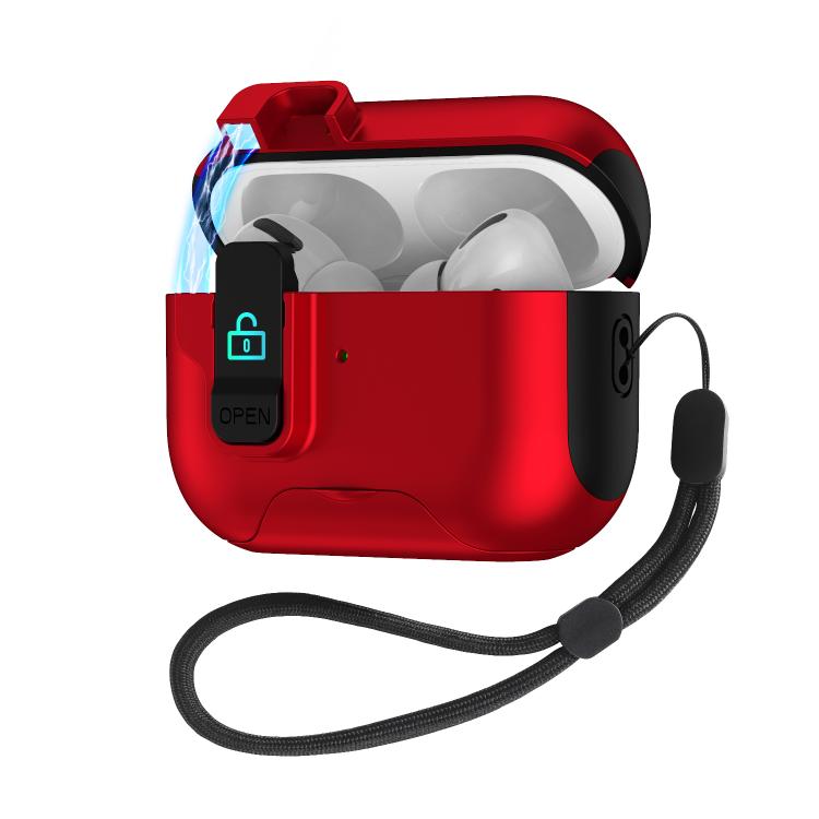 For AirPods Pro Automatic Pop-up Cover Holder Earphone Case with Switch Lock(Red)