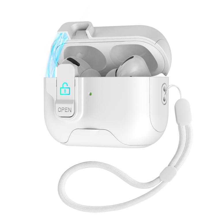 For AirPods Pro Automatic Pop-up Cover Holder Earphone Case with Switch Lock(White)