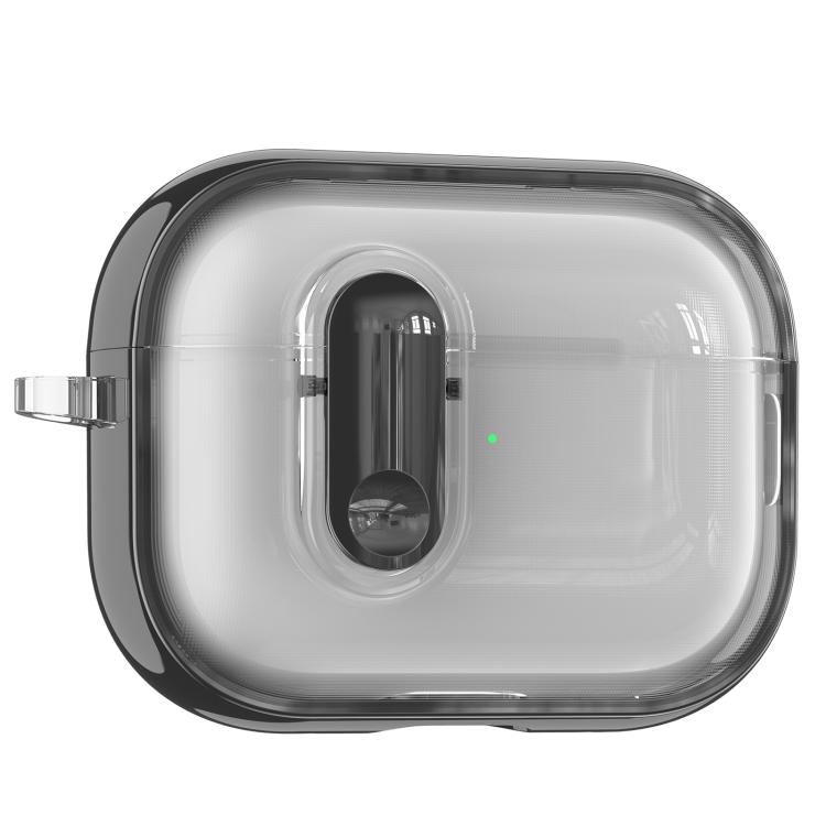 For AirPods Pro Clear Electroplating Wireless Earphones Case with Switch(Black)
