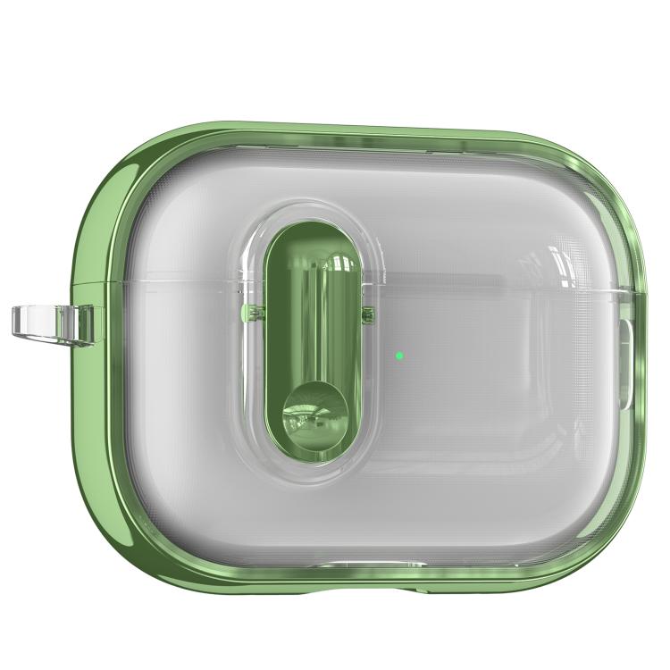 For AirPods Pro Clear Electroplating Wireless Earphones Case with Switch(Green)