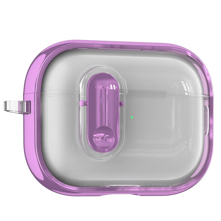 For AirPods Pro Clear Electroplating Wireless Earphones Case with Switch(Purple)