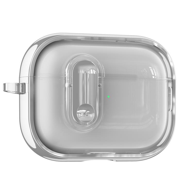 For AirPods Pro Clear Electroplating Wireless Earphones Case with Switch(Silver)