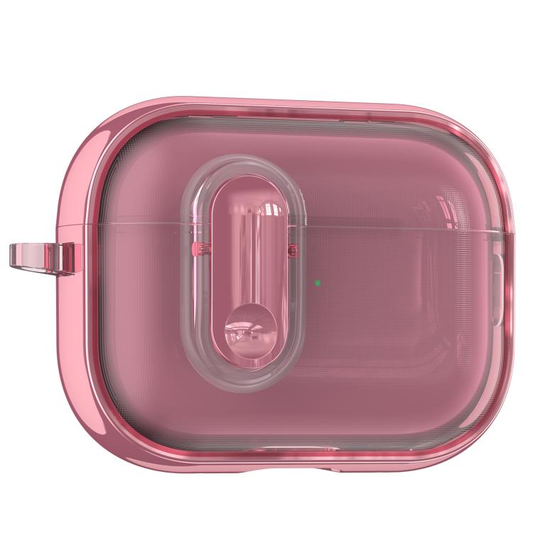 For AirPods Pro Clear Electroplating Wireless Earphones Case with Switch(Translucent Pink)