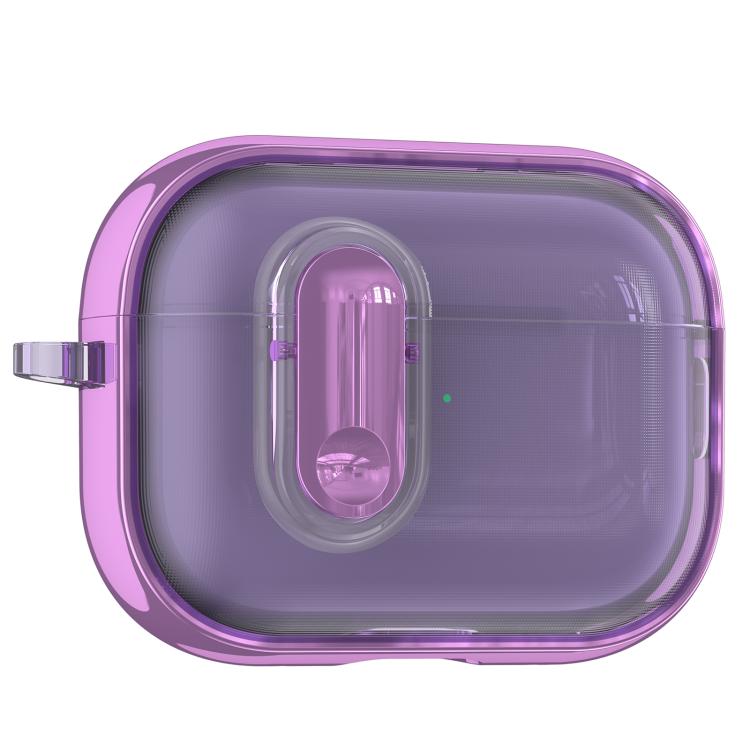 For AirPods Pro Clear Electroplating Wireless Earphones Case with Switch(Translucent Purple)