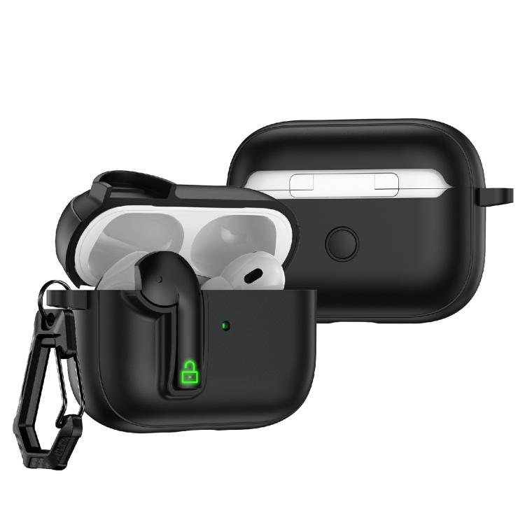 For AirPods Pro Colorful Lock Earphones Protective Case(Black)