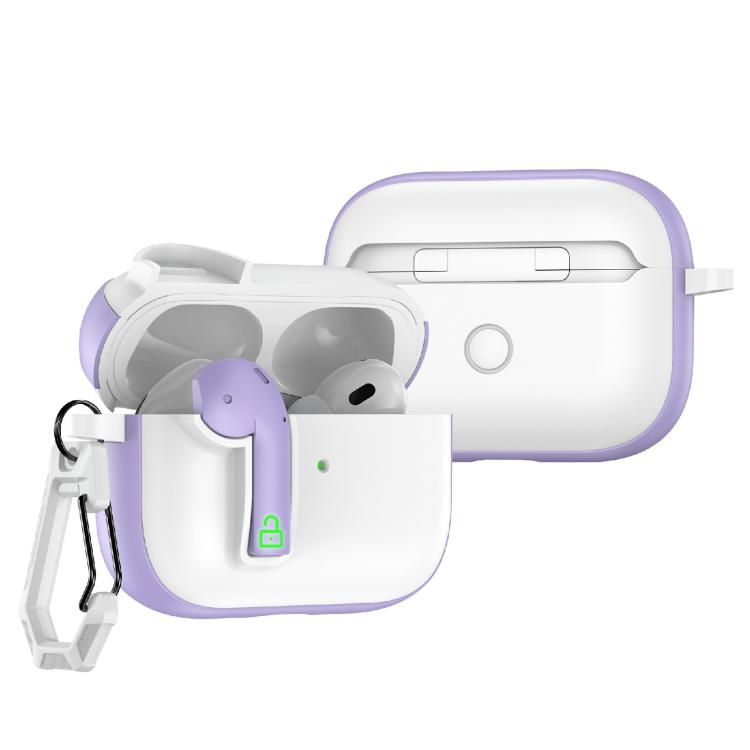 For AirPods Pro Colorful Lock Earphones Protective Case(Purple)
