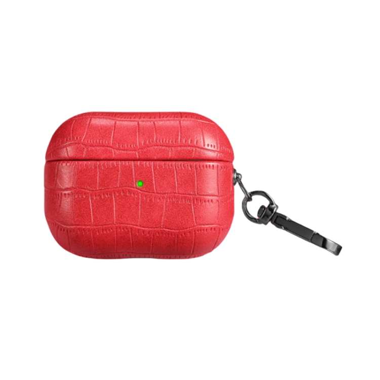 For AirPods Pro Crocodile Texture Earphone Protective Case(Red)