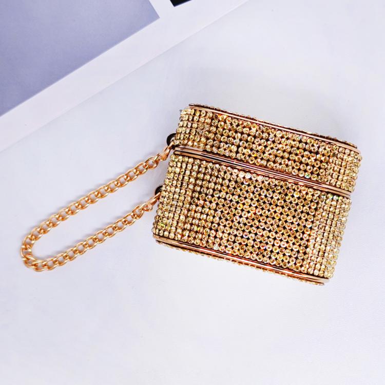 For AirPods Pro Cylindrical Diamond Bluetooth Earphone Protective Case(Gold)