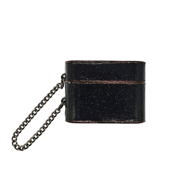 For AirPods Pro Cylindrical Glitter Leather Texture Bluetooth Earphone Protective Case(Black)