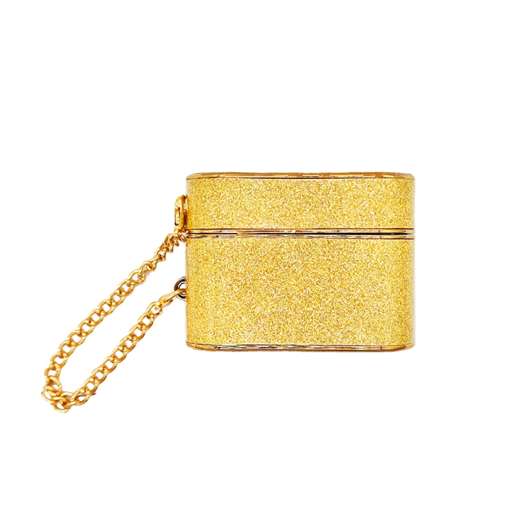 For AirPods Pro Cylindrical Glitter Leather Texture Bluetooth Earphone Protective Case(Gold)
