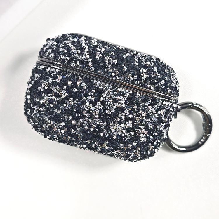 For AirPods Pro Electroplating Glitter Diamond Wireless Earphone Protective Case(Dark Blue)