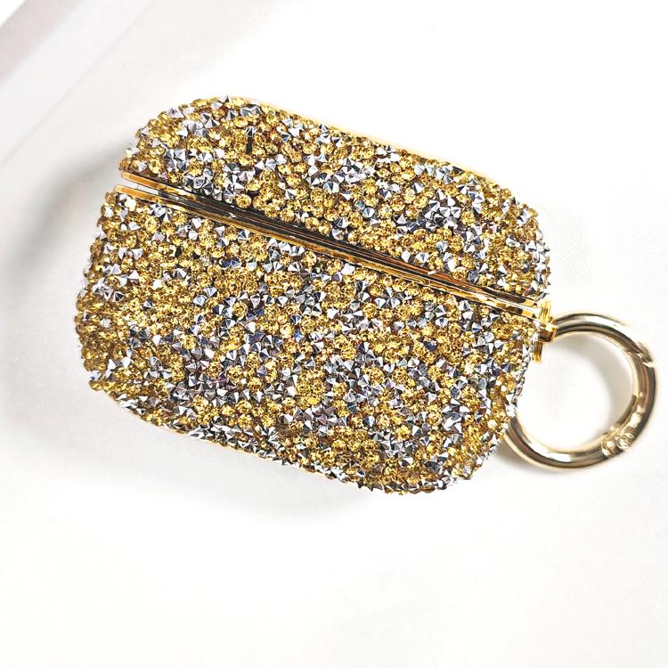 For AirPods Pro Electroplating Glitter Diamond Wireless Earphone Protective Case(Gold)