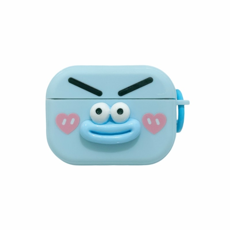 For AirPods Pro Fresh 3D Emoticon Pattern Skin Feel Earbuds Box PC Case(Blue)