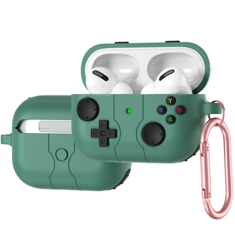 For AirPods Pro Game Console Style Wireless Earphone Silicone Case(Pine Green)
