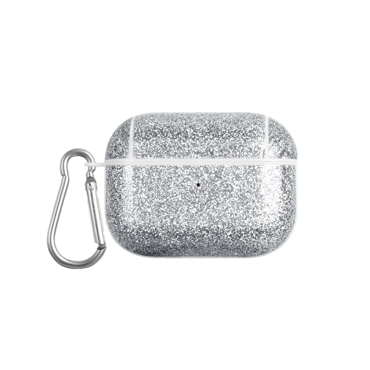 For AirPods Pro Glitter Powder Skin Texture PC TWS Earphone Case(Silver)