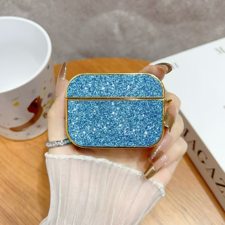 For AirPods Pro Glitter Wireless Earbuds Box Protective Case(Blue)