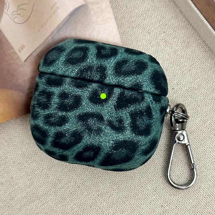 For AirPods Pro Leopard Texture Wireless Earphone PC Case(Green)