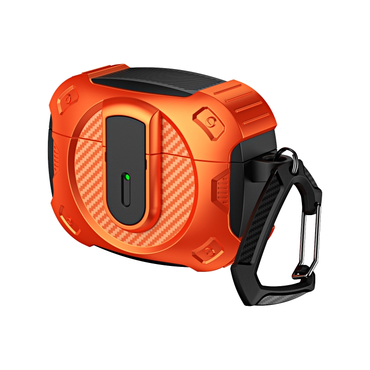 For AirPods Pro Lock Shockproof Bluetooth Earphone Protective Case(Black Orange)