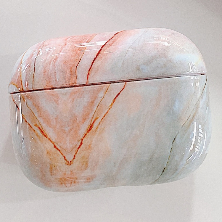 For AirPods Pro Marble Texture Plastic Earphone Protective Case(Orange)