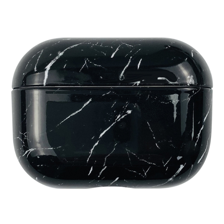 For AirPods Pro Marble Water Sticker Wireless Earphone Protective Case(Black White)
