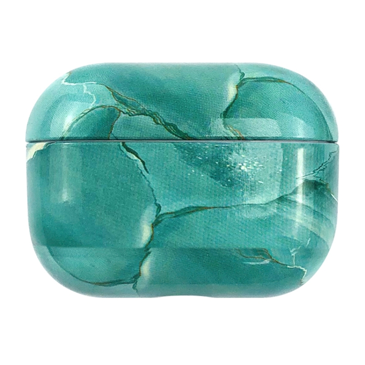 For AirPods Pro Marble Water Sticker Wireless Earphone Protective Case(Malachite Green)