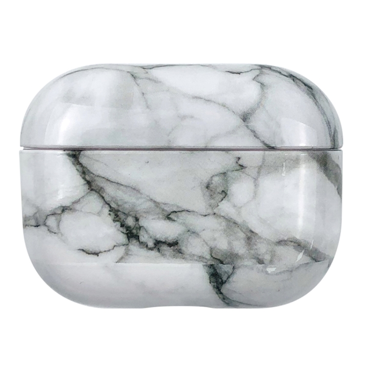 For AirPods Pro Marble Water Sticker Wireless Earphone Protective Case(White Grey)