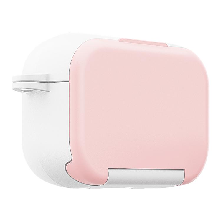 For AirPods Pro Mirror Stand Silicone Earphones Protective Case(Pink)