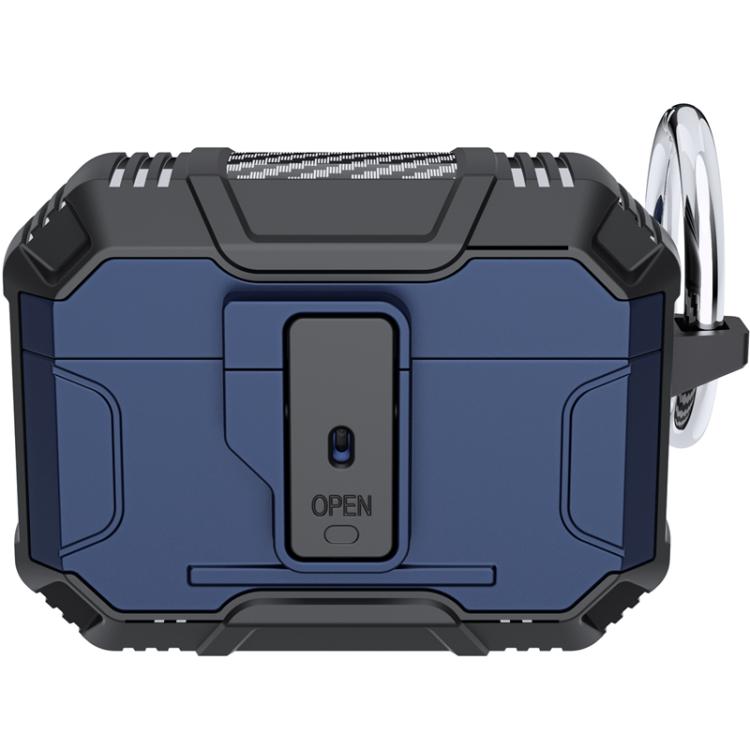 For AirPods Pro Non-slip TPU+PC Shockproof Earphones Case with Hook(Blue)