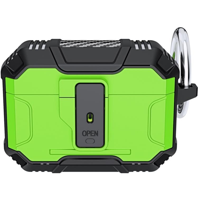 For AirPods Pro Non-slip TPU+PC Shockproof Earphones Case with Hook(Mint Green)