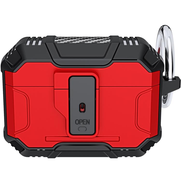 For AirPods Pro Non-slip TPU+PC Shockproof Earphones Case with Hook(Red)