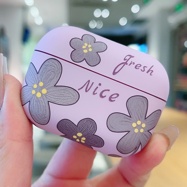 For AirPods Pro Oil Painting Floral Matte Earphones Protective Case(Purple)