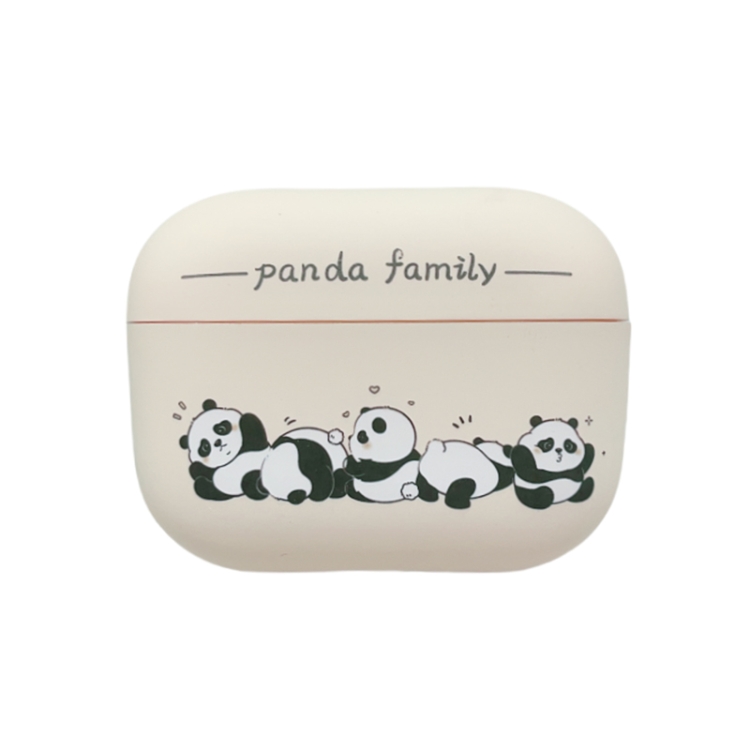 For AirPods Pro Panda Pattern Earbuds Box Frosted TPU Case(Panda Family)