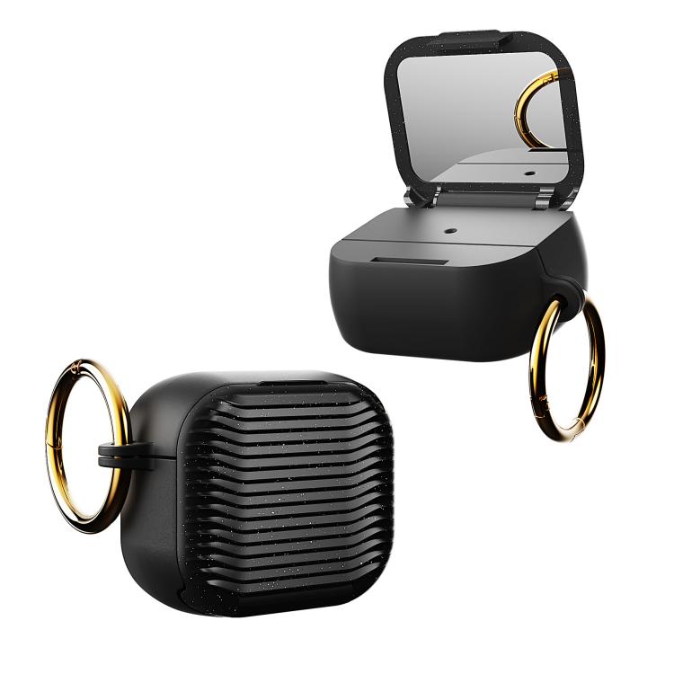 For Airpods Pro / Pro 2 Beauty Mirror Phone Holder Earphone Case(Glitter Black)