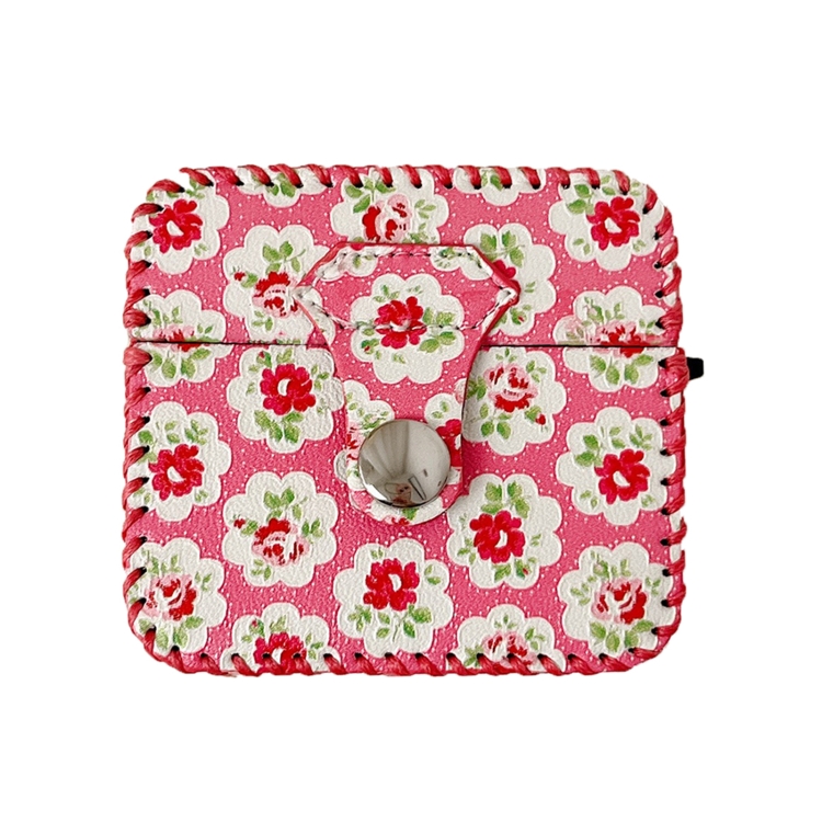 For AirPods Pro PU Leather Wireless Earphone Case(Little Red Flower)