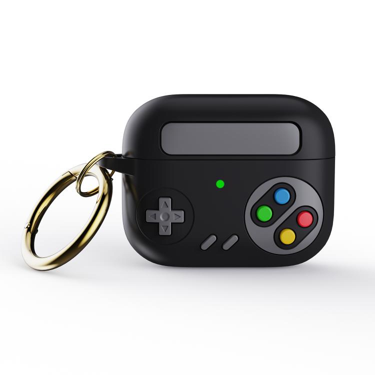 For AirPods Pro Retro Game Console Style Earphone Silicone Protective Case(Black)