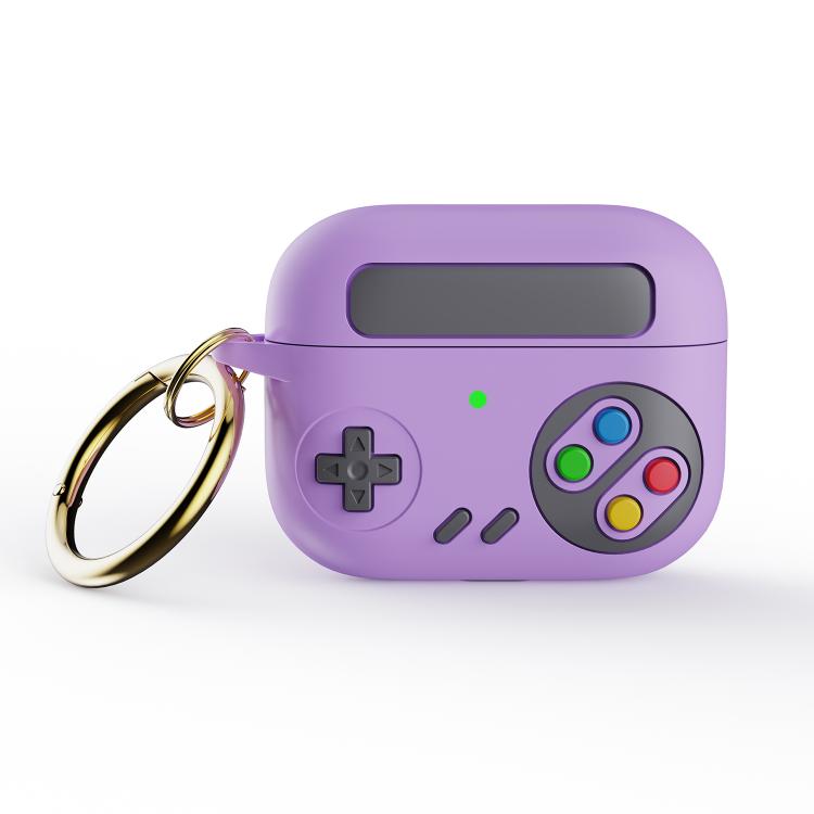 For AirPods Pro Retro Game Console Style Earphone Silicone Protective Case(Purple)