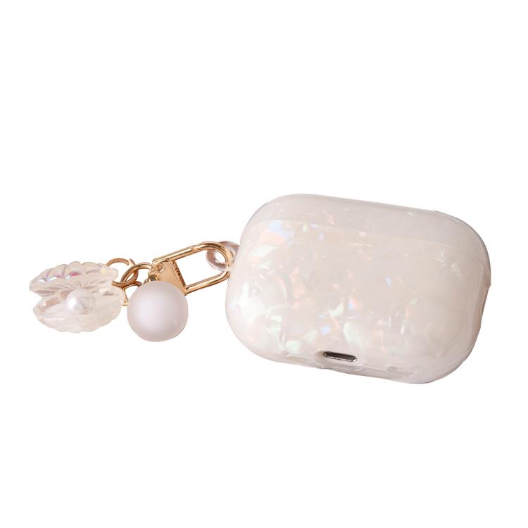 For AirPods Pro Shell Texture Pearl Hanging Buckle Earphone Case(Colorful)
