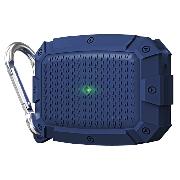 For AirPods Pro Shield Armor Waterproof Wireless Earphone Protective Case with Carabiner(Blue)