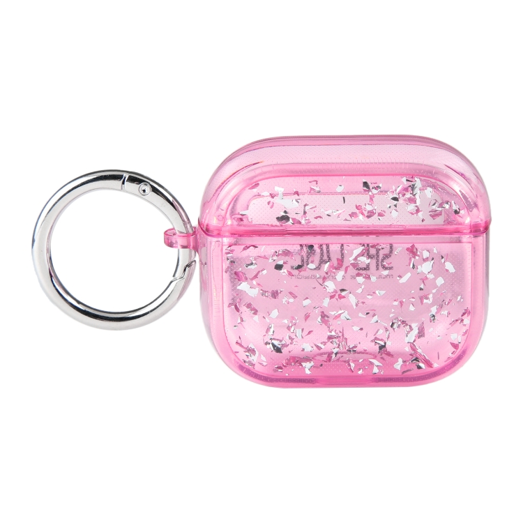 For AirPods Pro Silver Foil Epoxy Bluetooth Earphone Protective Case(Pink)