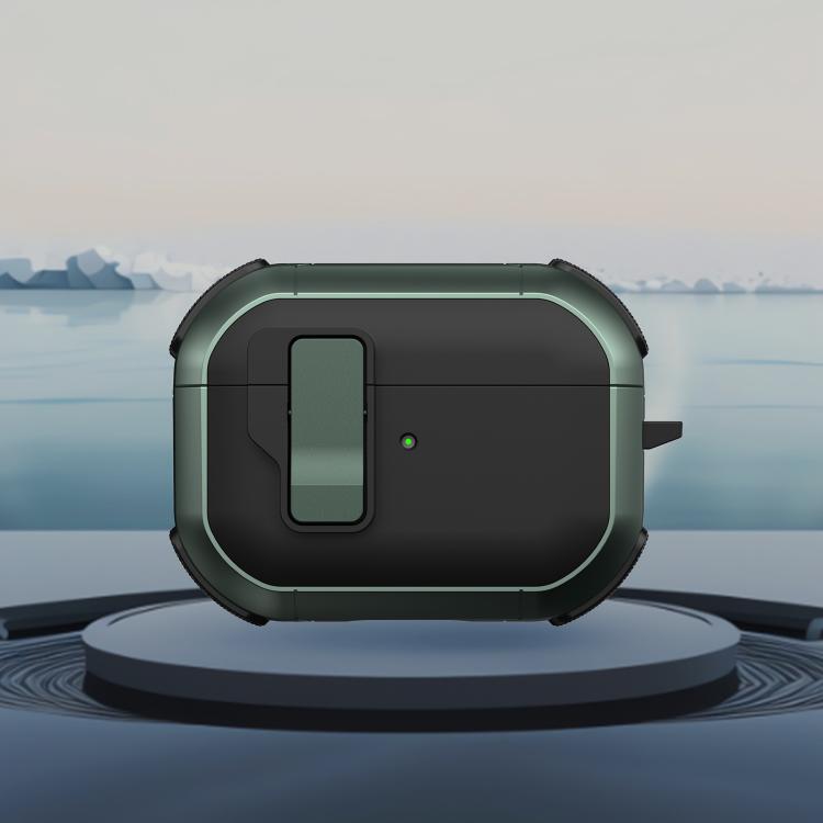 For AirPods Pro Starship Wireless Earphones Case with Magnetic Switch(Black Green)