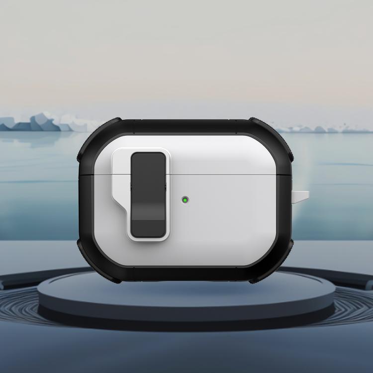 For AirPods Pro Starship Wireless Earphones Case with Magnetic Switch(White Black)
