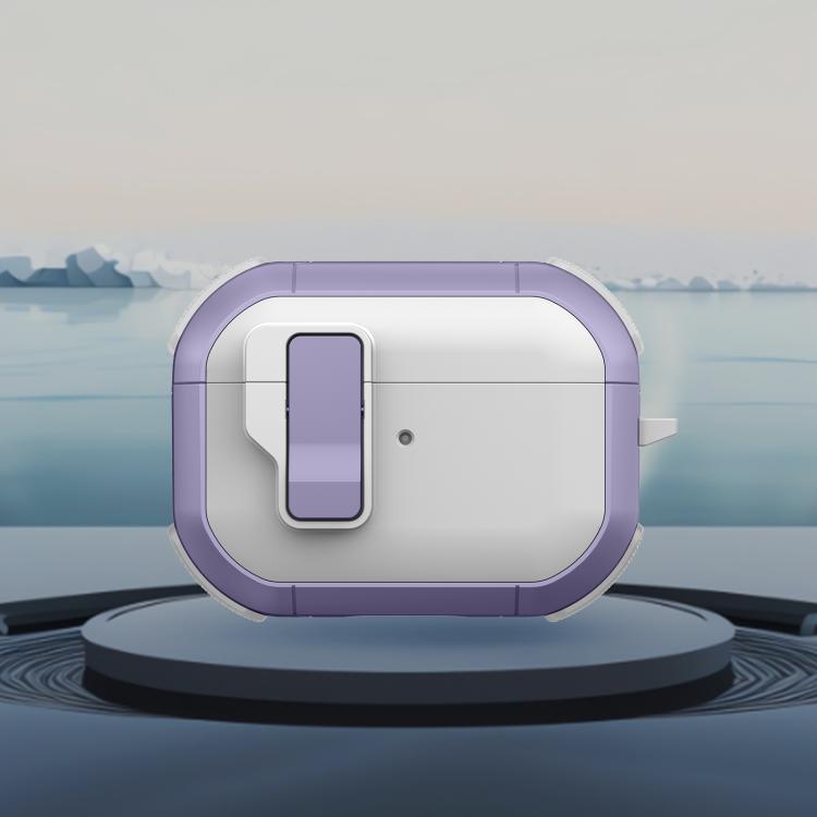 For AirPods Pro Starship Wireless Earphones Case with Magnetic Switch(White Purple)