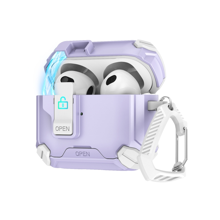 For AirPods Pro Two Color MagSafe Magnetic Holder Earphone Case(White Purple)