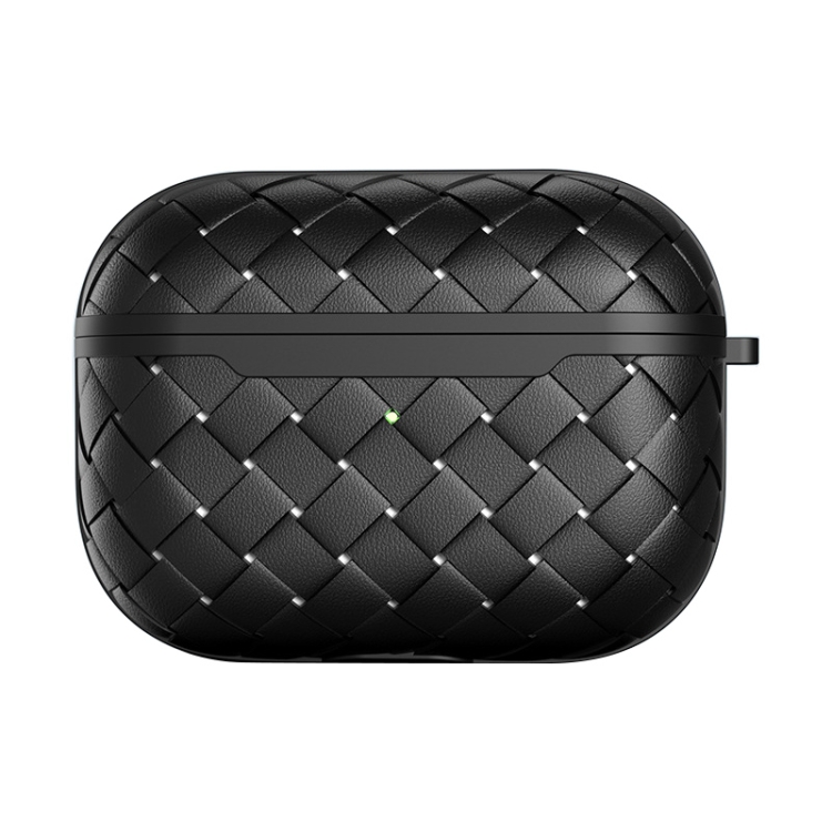 For AirPods Pro Weave Texture TPU Wireless Earphone Protective Case(Black)